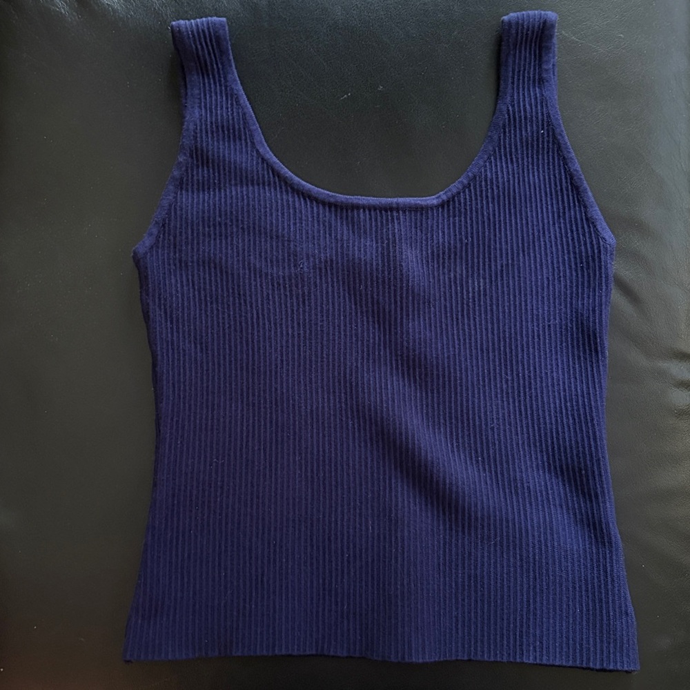 House of Harlow NAVY Blue Sweater Squareneck Tank Blue knit sleeveless top SMALL